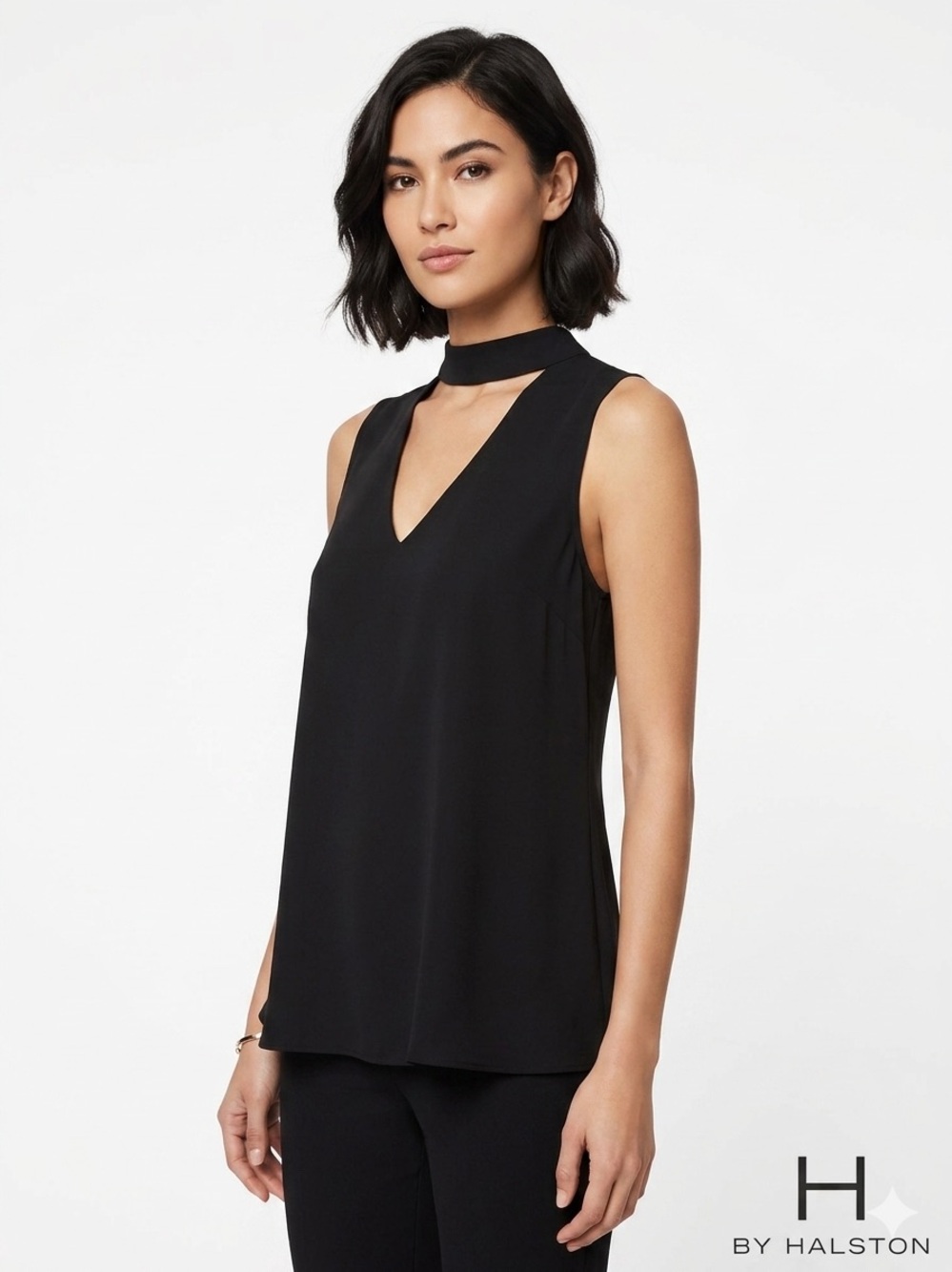 H by halston womans black blouse size Small - Picture 2 of 4